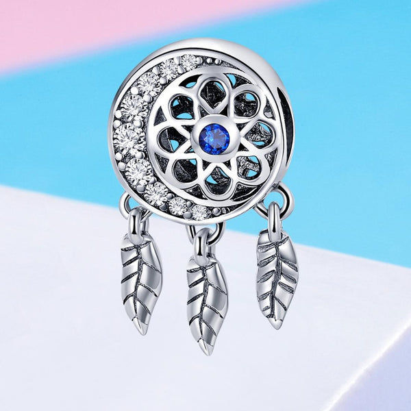 Sun Moon Dreamcatcher Sterling Silver Bead Charm Bracelet Necklace Pendant