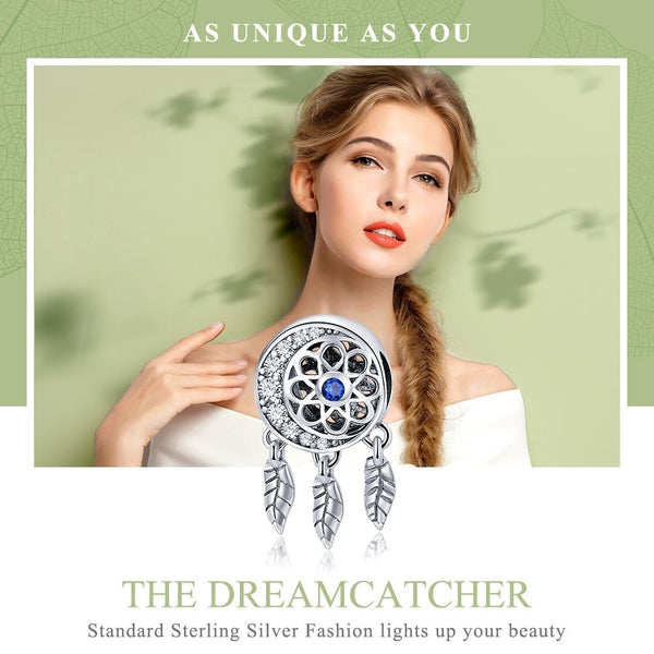Sun Moon Dreamcatcher Sterling Silver Bead Charm Bracelet Necklace Pendant