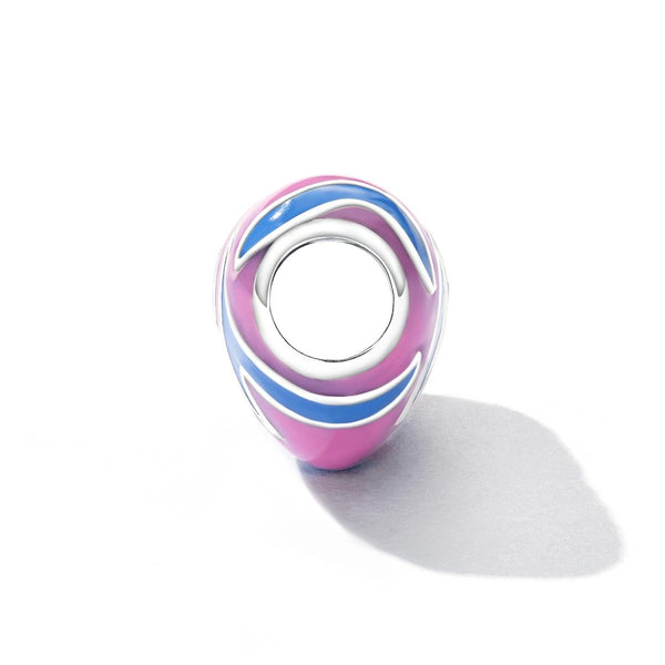 Pink Blue Enamel Heart Sterling Silver Spacer Bead Charm Bracelet Necklace