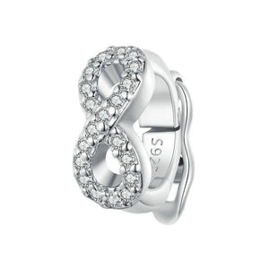 Infinity Platinum Plated Sterling Silver Crystal Zircon Buckle Spacer Bead Charm Bracelet