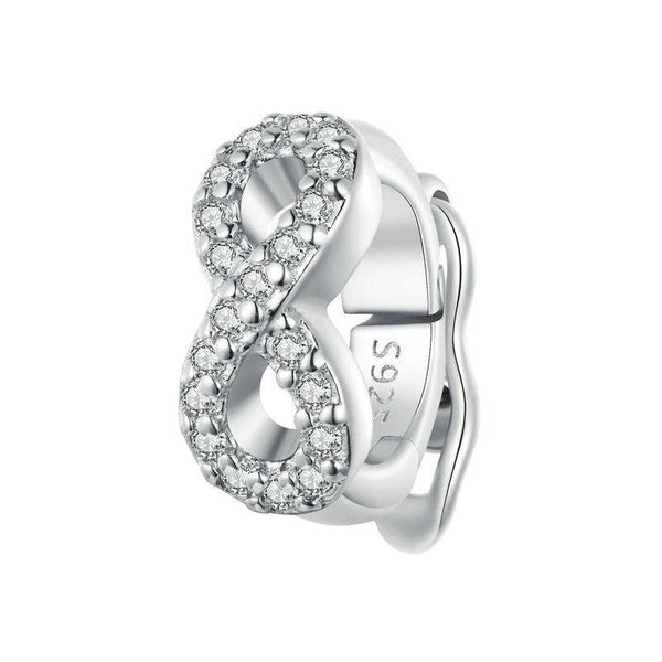 Infinity Platinum Plated Sterling Silver Crystal Zircon Buckle Spacer Bead Charm Bracelet