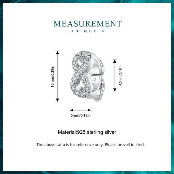Infinity Platinum Plated Sterling Silver Crystal Zircon Buckle Spacer Bead Charm Bracelet