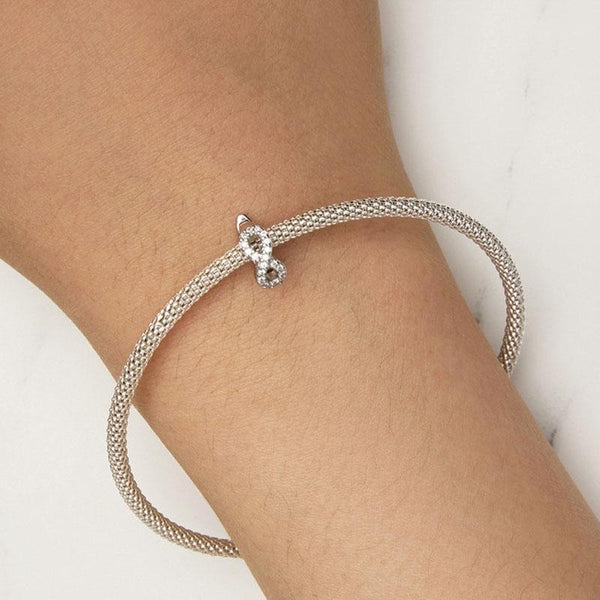 Infinity Platinum Plated Sterling Silver Crystal Zircon Buckle Spacer Bead Charm Bracelet