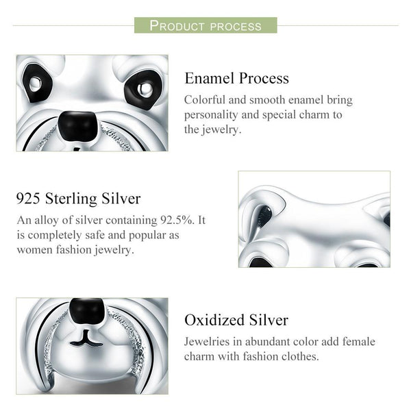 Schnauser Head Enamel Sterling Silver Bead Charm Bracelet Necklace Pendant