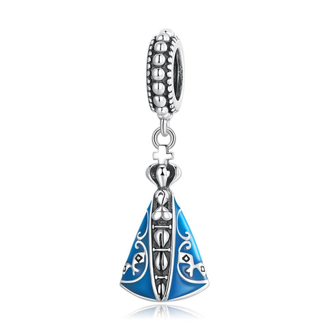 Aparecida Bllue Enamel Sterling Silver Bead Charm Pendant Bracelet Necklace
