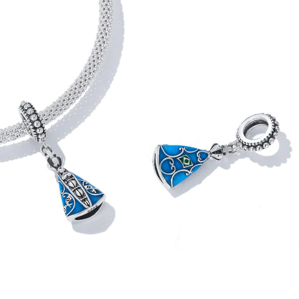 Aparecida Bllue Enamel Sterling Silver Bead Charm Pendant Bracelet Necklace