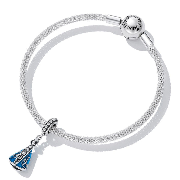 Aparecida Bllue Enamel Sterling Silver Bead Charm Pendant Bracelet Necklace