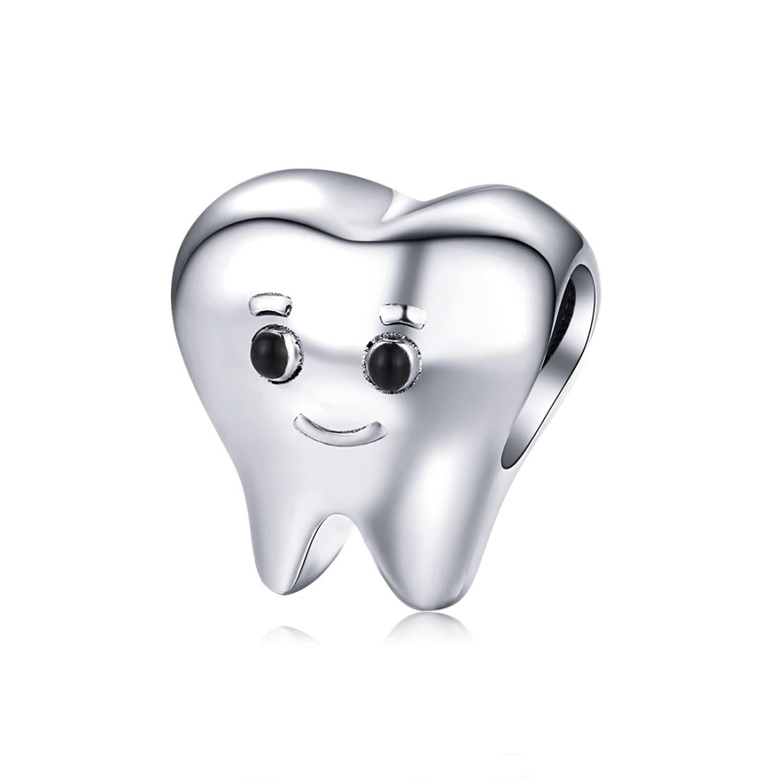 Tooth Fairy Molar Dentist Enamel Sterling Silver Bead Charm Bracelet Necklace