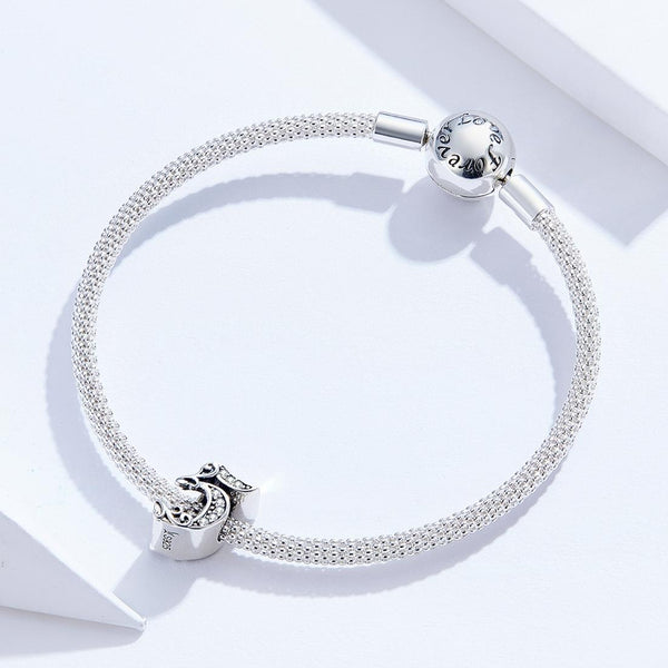 5 Number Numeral Sterling Silver Crystal Zircon CZ Bead Charm Bracelet Necklace