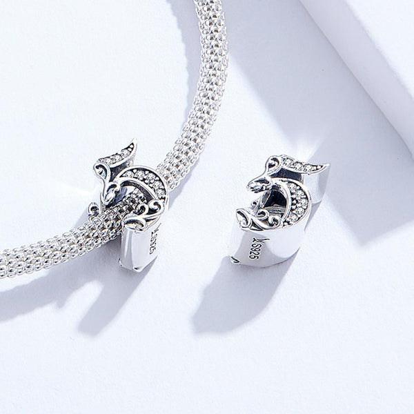 5 Number Numeral Sterling Silver Crystal Zircon CZ Bead Charm Bracelet Necklace