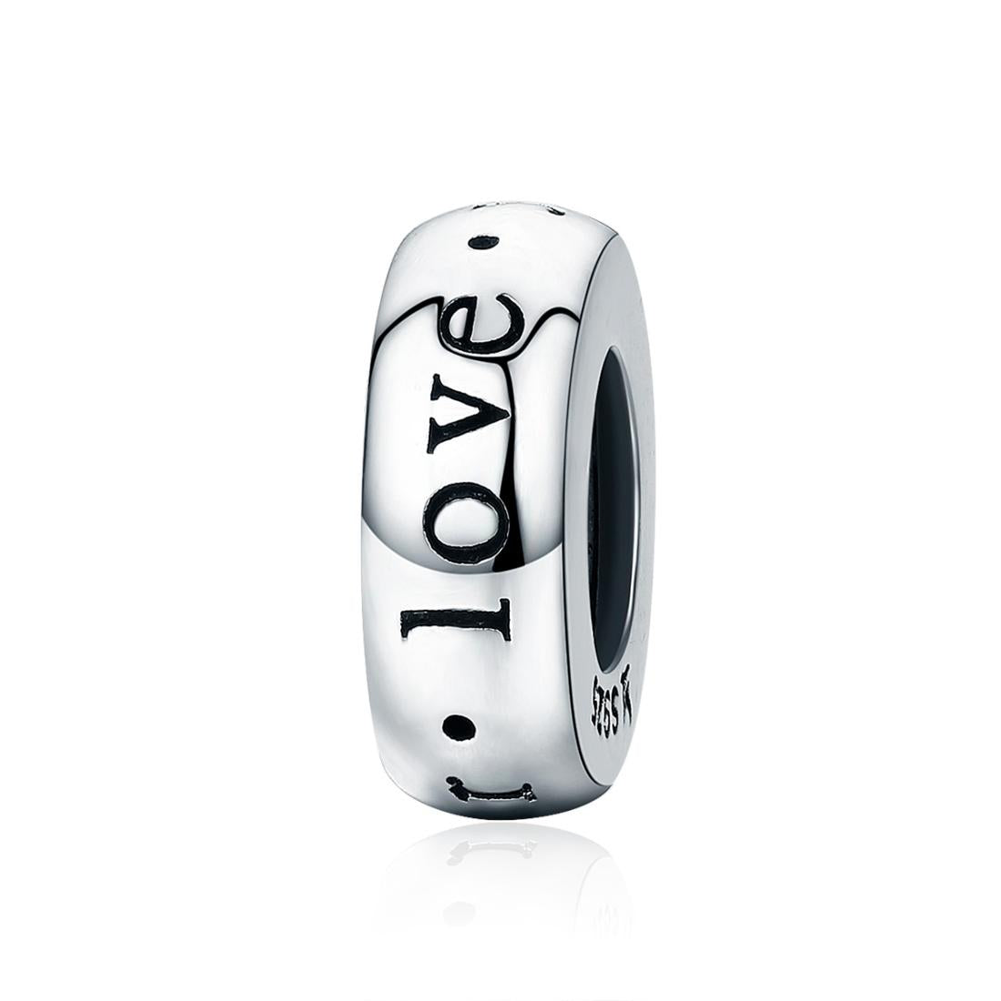 Eternal Love Sterling Silver Spacer Bead Charm Pendant Bracelet Necklace