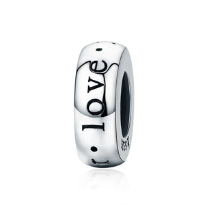 Eternal Love Sterling Silver Spacer Bead Charm Pendant Bracelet Necklace
