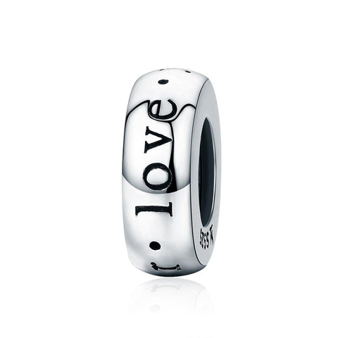 Eternal Love Sterling Silver Spacer Bead Charm Pendant Bracelet Necklace
