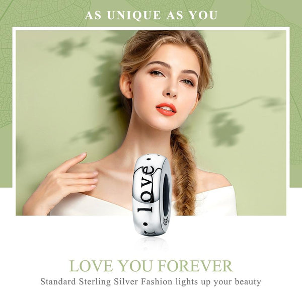 Eternal Love Sterling Silver Spacer Bead Charm Pendant Bracelet Necklace