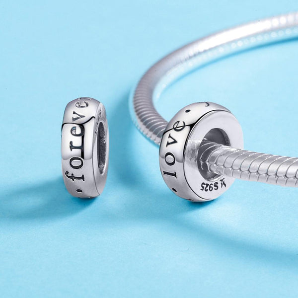 Eternal Love Sterling Silver Spacer Bead Charm Pendant Bracelet Necklace