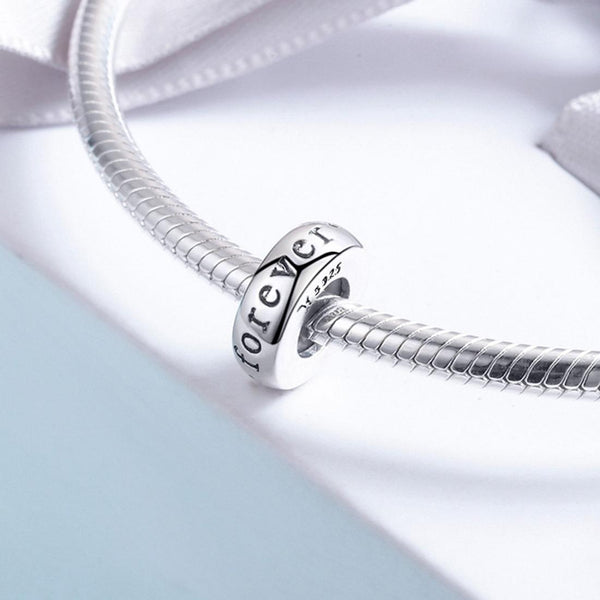 Eternal Love Sterling Silver Spacer Bead Charm Pendant Bracelet Necklace