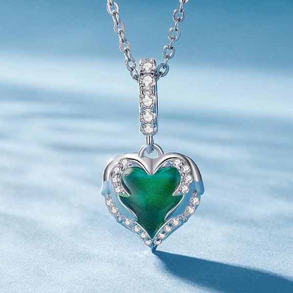 Colour Change Angel Wings Heart Sterling Silver Bead Charm Bracelet Necklace