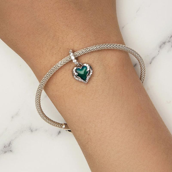 Colour Change Angel Wings Heart Sterling Silver Bead Charm Bracelet Necklace