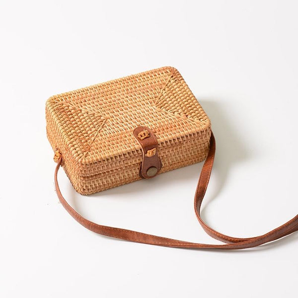 Handmade Rattan Shoulder Bag Handbag Purse 19 x 13 x 7cm