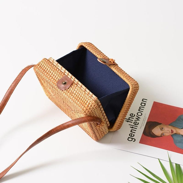 Handmade Rattan Shoulder Bag Handbag Purse 19 x 13 x 7cm