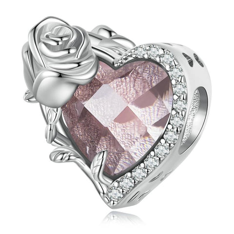 June Alexandrite Birthstone Rose Birth Flower Sterling Silver Bead Charm Bracelet