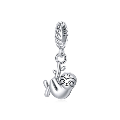 Baby Sloth Enamel Sterling Silver Bead Charm Bracelet Necklace