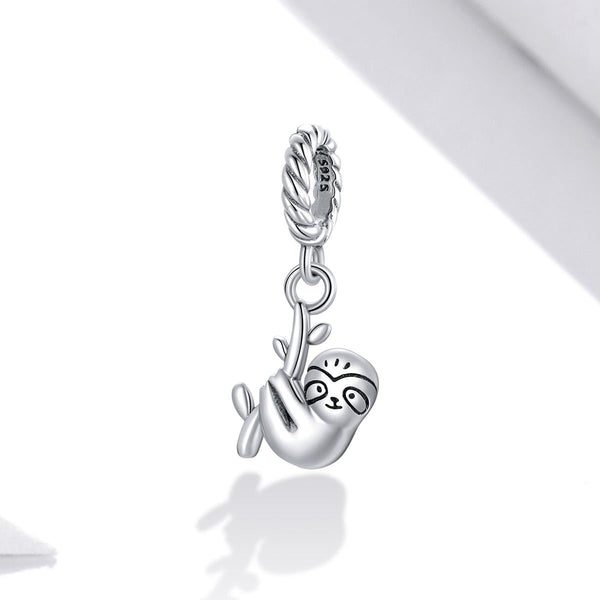 Baby Sloth Enamel Sterling Silver Bead Charm Bracelet Necklace