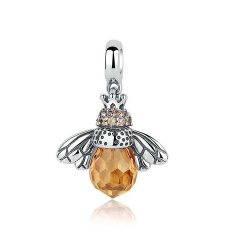Honeybee Bee Sterling Silver CZ Bead Charm Bracelet Necklace Pendant
