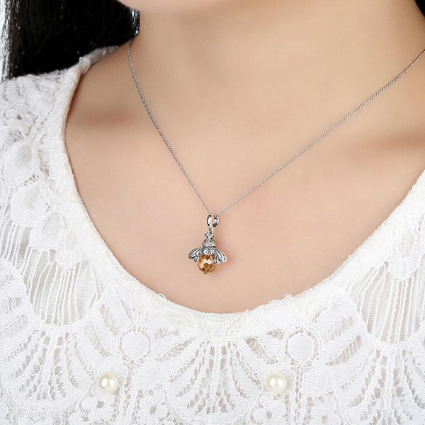 Honeybee Bee Sterling Silver CZ Bead Charm Bracelet Necklace Pendant