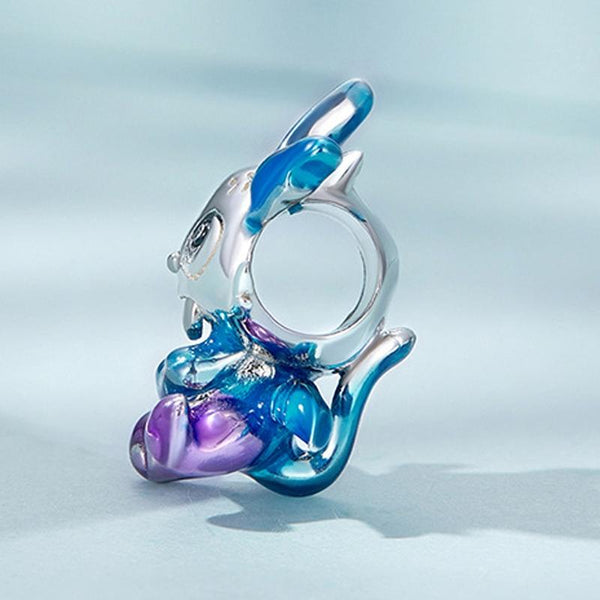 Baby Dragon Enamel Sterling Silver CZ Bead Charm Bracelet Necklace Pendant