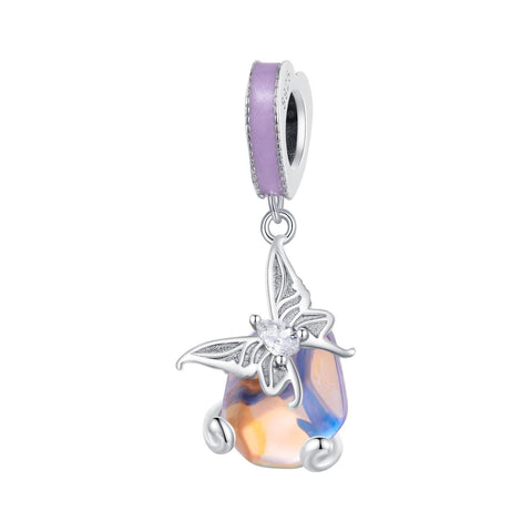 Crystal Butterfly Heart Sterling Silver Bead Charm Bracelet Necklace Pendant