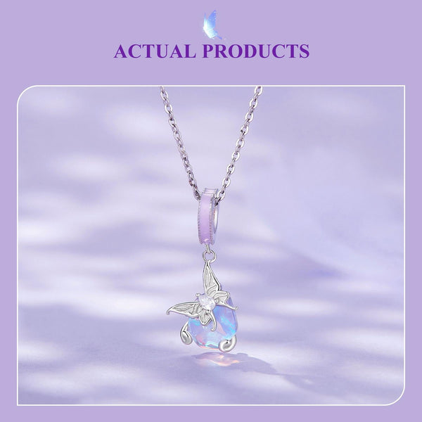 Crystal Butterfly Heart Sterling Silver Bead Charm Bracelet Necklace Pendant