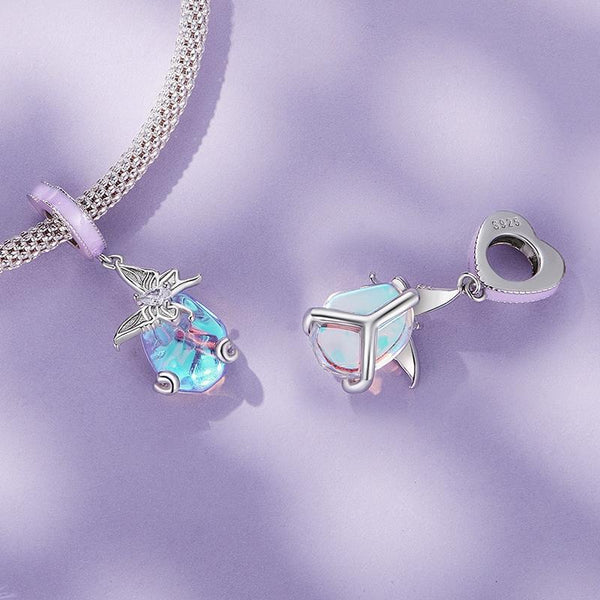Crystal Butterfly Heart Sterling Silver Bead Charm Bracelet Necklace Pendant