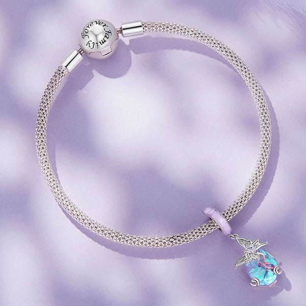 Crystal Butterfly Heart Sterling Silver Bead Charm Bracelet Necklace Pendant