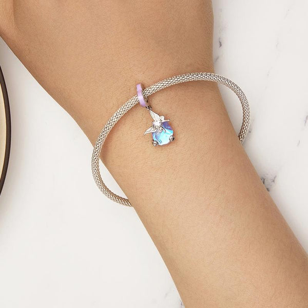Crystal Butterfly Heart Sterling Silver Bead Charm Bracelet Necklace Pendant