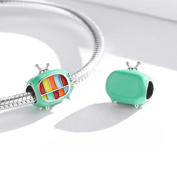 Colourful TV Enamel Sterling Silver Bead Charm Bracelet Necklace