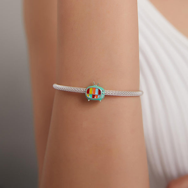 Colourful TV Enamel Sterling Silver Bead Charm Bracelet Necklace