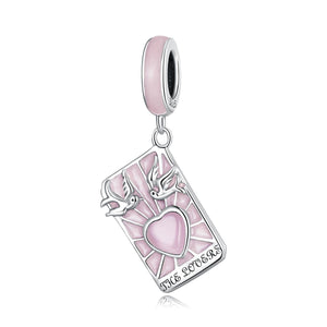Lovers Tarot Card Enamel Sterling Silver Bead Charm Bracelet Necklace