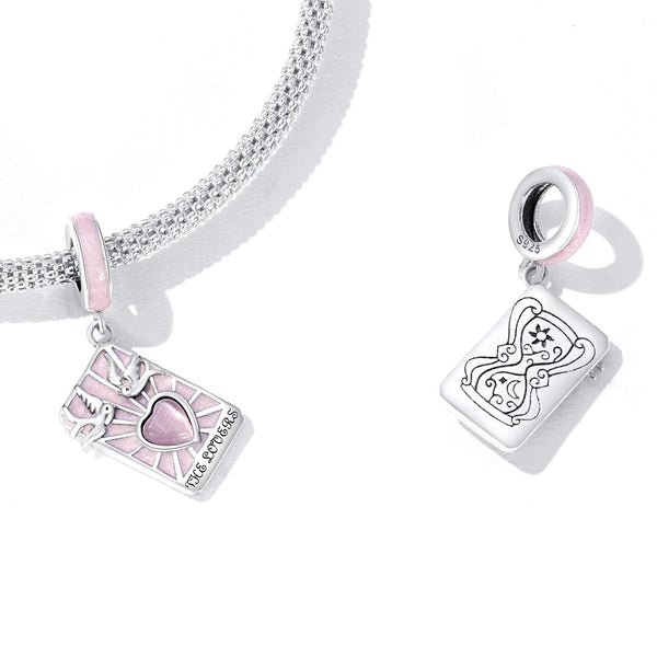 Lovers Tarot Card Enamel Sterling Silver Bead Charm Bracelet Necklace