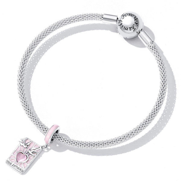 Lovers Tarot Card Enamel Sterling Silver Bead Charm Bracelet Necklace
