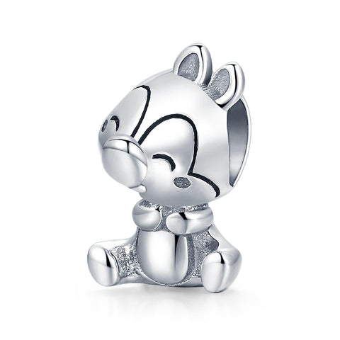 Squirrel Sterling Silver Bead Charm Pendant Bracelet Necklace