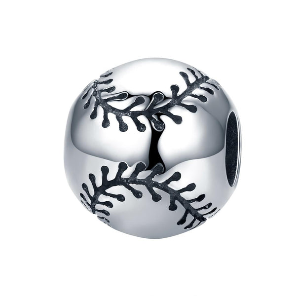 Baseball Sterling Silver Spacer Bead Charm Bracelet Necklace
