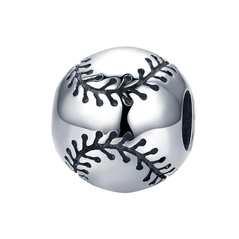 Baseball Sterling Silver Spacer Bead Charm Bracelet Necklace
