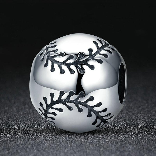 Baseball Sterling Silver Spacer Bead Charm Bracelet Necklace