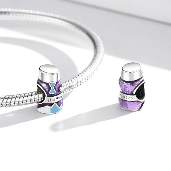 Hot Water Vacuum Flask Enamel Sterling Silver Bead Charm Bracelet Necklace
