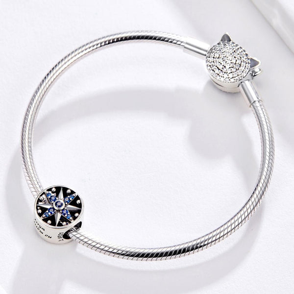 Sailing Yacht Boat Ship Sterling Silver Ziron CZ Bead Charm Bracelet Necklace