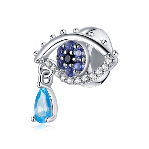 Eye Of Mystery Sterling Silver Zircon CZ Bead Charm Pendant Bracelet Necklace