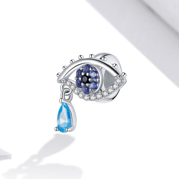 Eye Of Mystery Sterling Silver Zircon CZ Bead Charm Pendant Bracelet Necklace