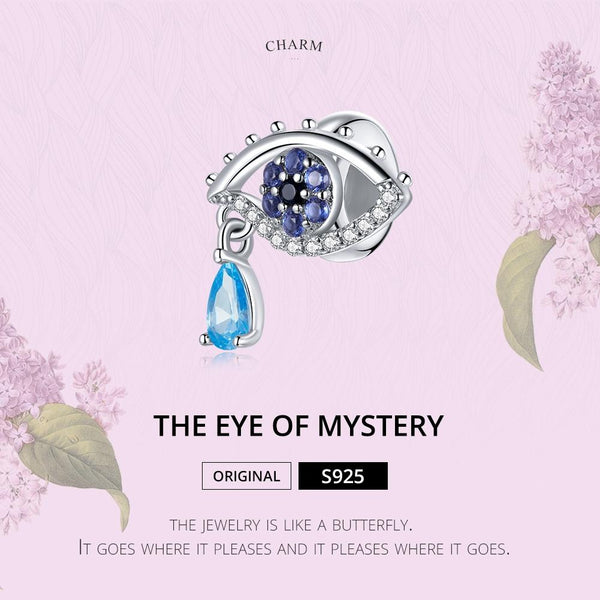 Eye Of Mystery Sterling Silver Zircon CZ Bead Charm Pendant Bracelet Necklace