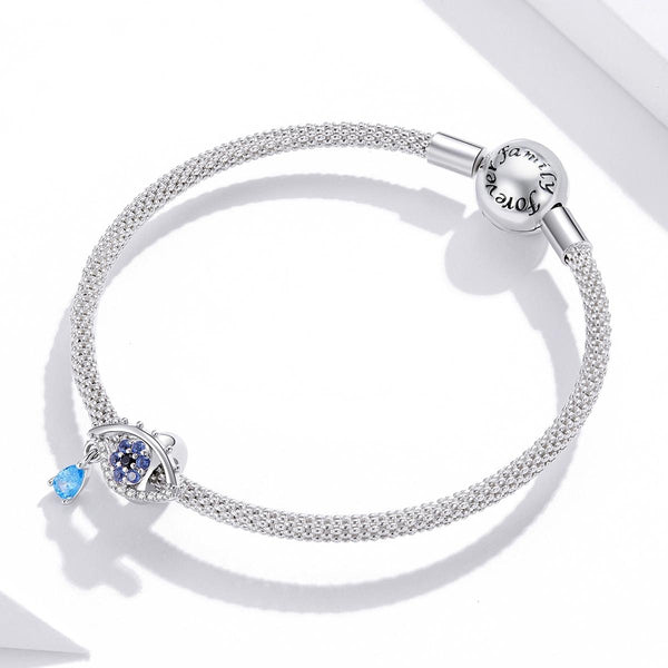 Eye Of Mystery Sterling Silver Zircon CZ Bead Charm Pendant Bracelet Necklace